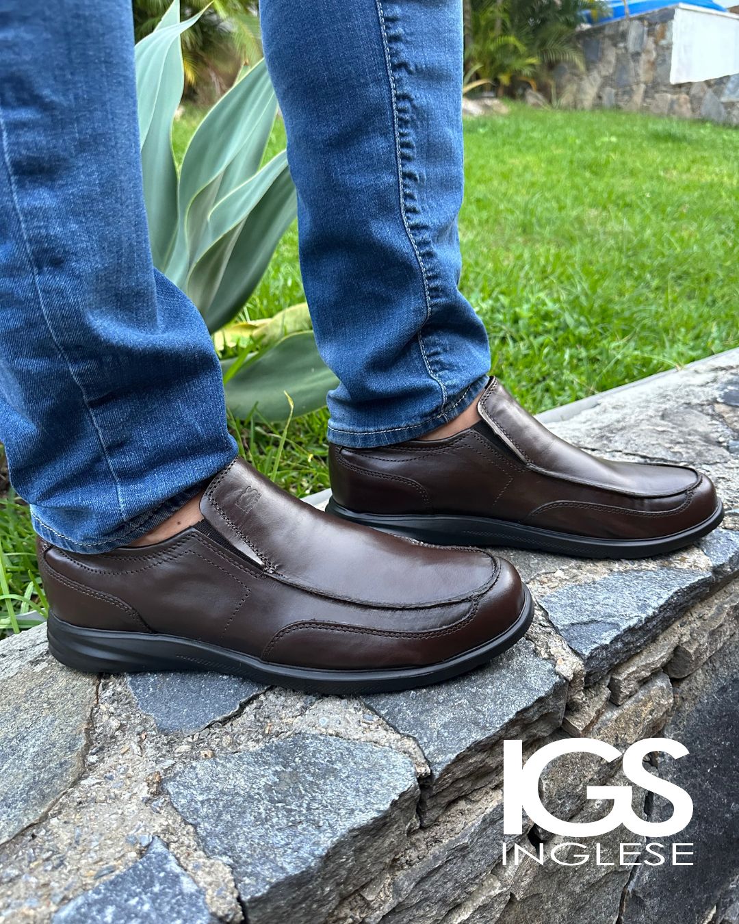 Zapato Mocasín Casual Caballero en piel Inglese Toscana Marrón TO971