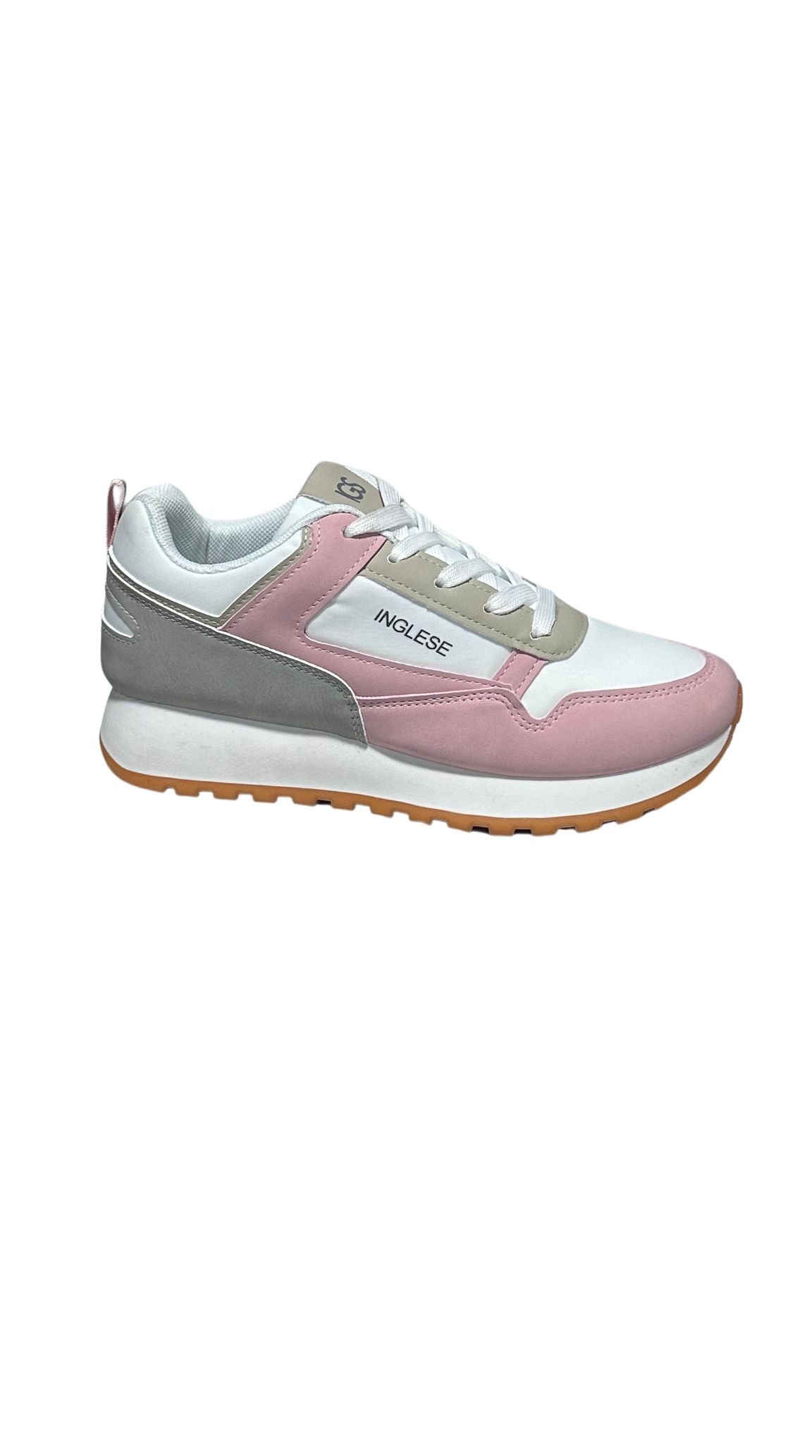 Zapatos Deportivos Casuales Dama Inglese Derby Blanco Rosa