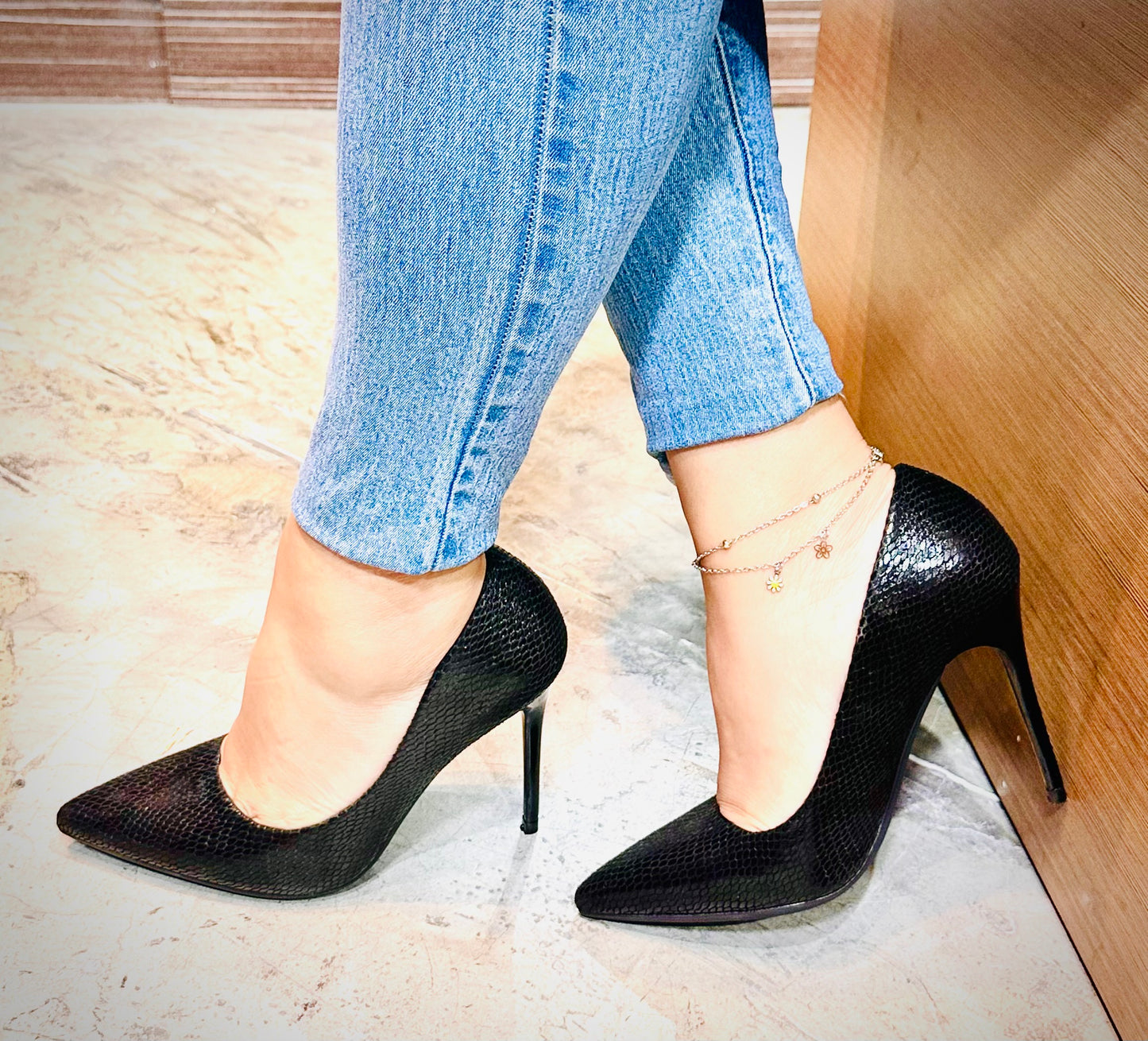 Tacon Zapato Para Dama Inglese Alessia Negro Serpiente 387531A