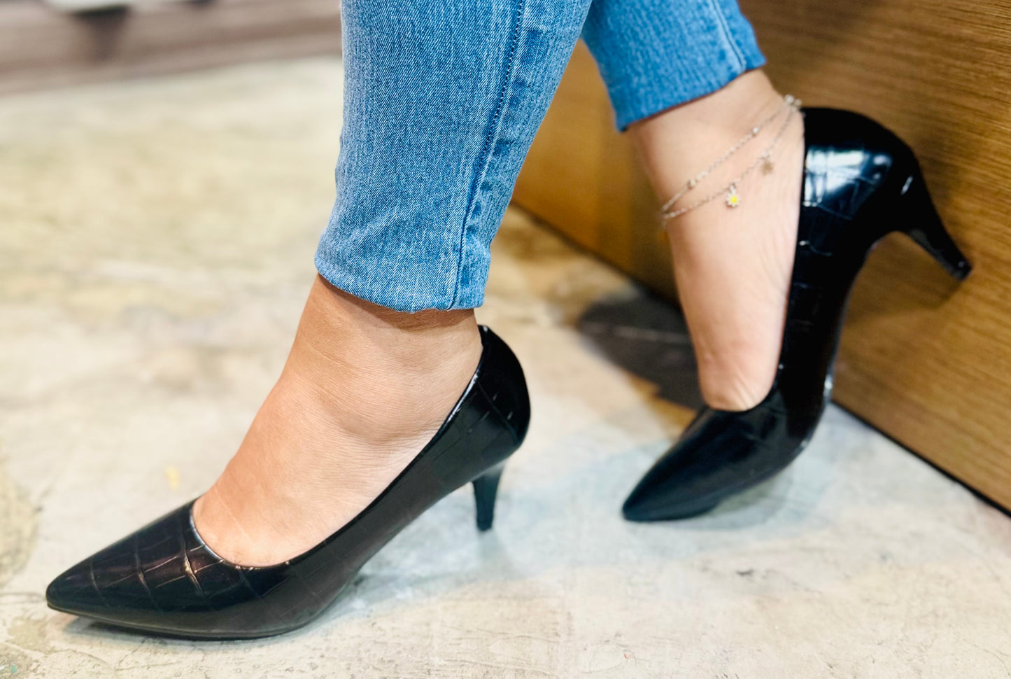 Tacon Bajo Zapato Para Dama Inglese Stella Negro Coco 3Z79245-1