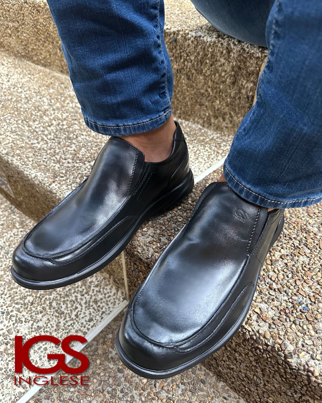 Zapato Mocasín Casual Caballero en piel Inglese Toscana Negro TO971