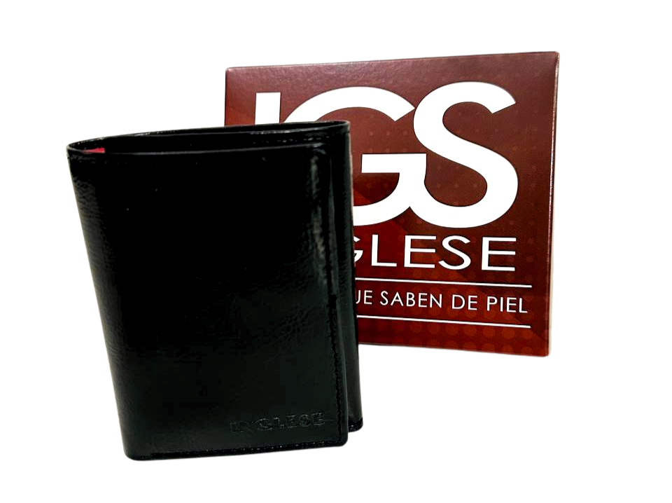 Billetera Cartera Para Caballero 100% Cuero Inglese Negra VT BI01
