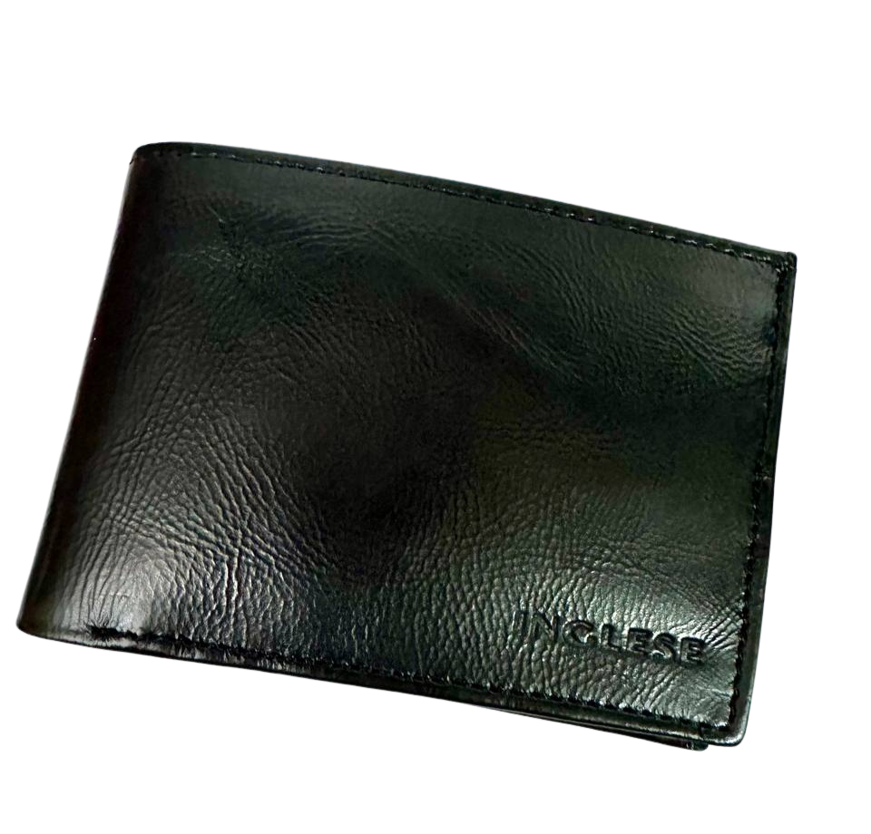 Billetera Cartera Para Caballero 100% Cuero Inglese Negra BI02
