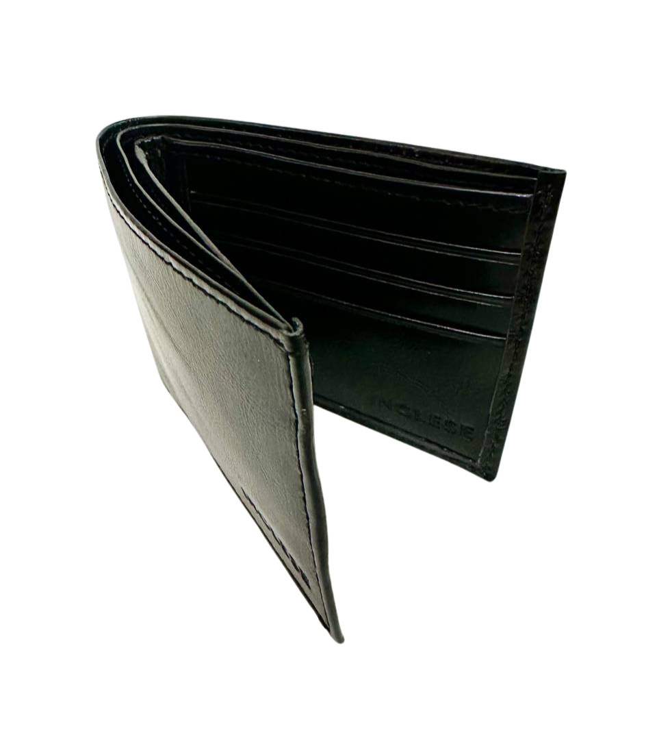 Billetera Cartera Para Caballero 100% Cuero Inglese Negra BI02