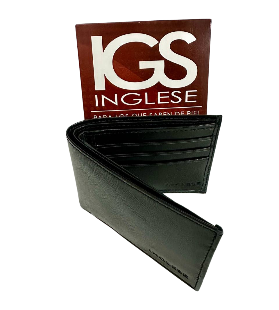 Billetera Cartera Para Caballero 100% Cuero Inglese Negra BI02