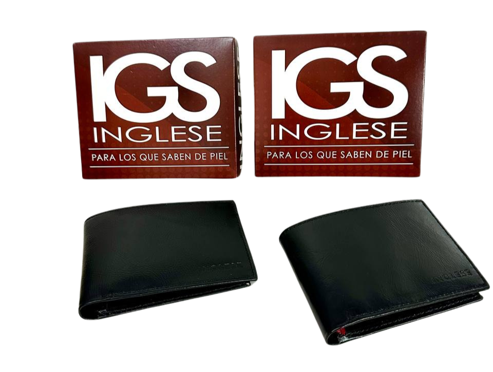 Billetera Cartera Para Caballero 100% Cuero Inglese Negra BI02