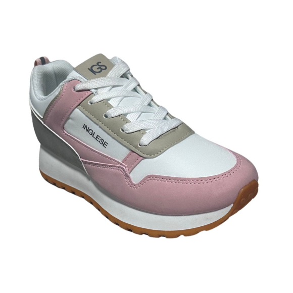 Zapatos Deportivos Casuales Dama Inglese Derby Blanco Rosa