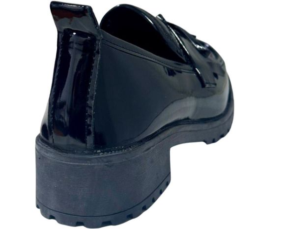 Zapato Casual Mocasín Dama Inglese Varese Negro Patente FC01