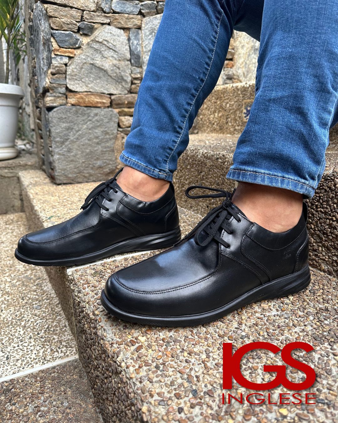 Zapato Trenzas Casual Caballero Inglese Toscana Negro TO974