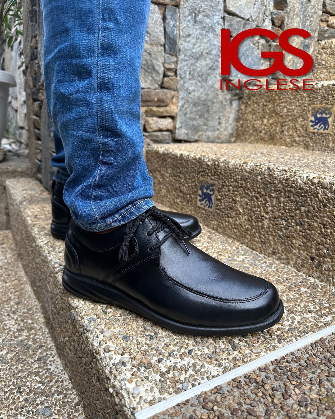 Zapato Trenzas Casual Caballero Inglese Toscana Negro TO974