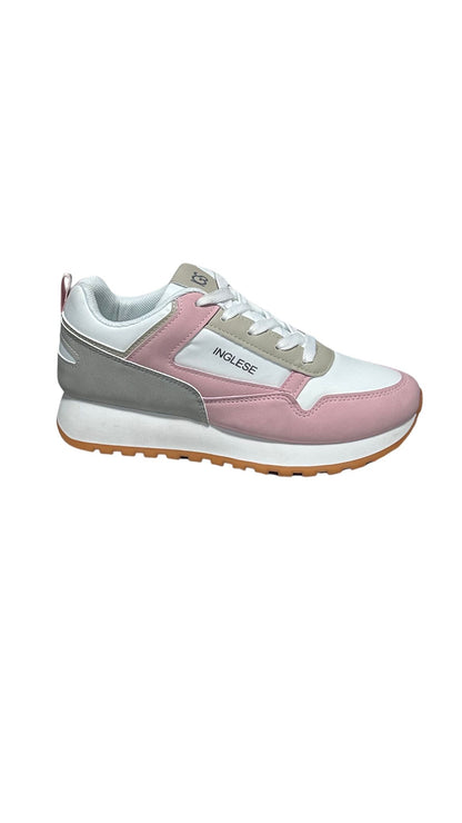 Zapatos Deportivos Casuales Dama Inglese Derby Blanco Rosa