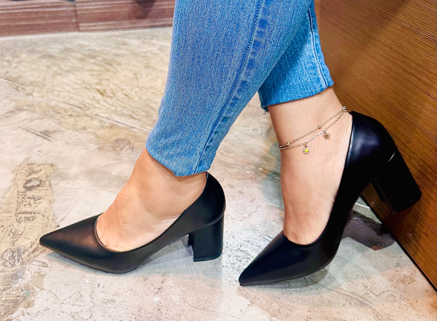 Tacon Grueso Zapato Para Dama Inglese Valeria Negro 3Z79231-1