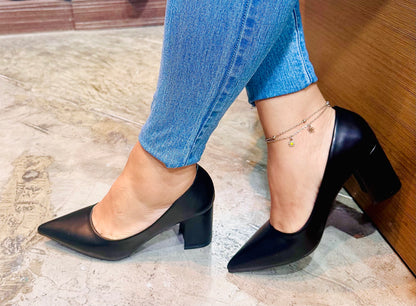 Tacon Grueso Zapato Para Dama Inglese Valeria Negro 3Z79231-1