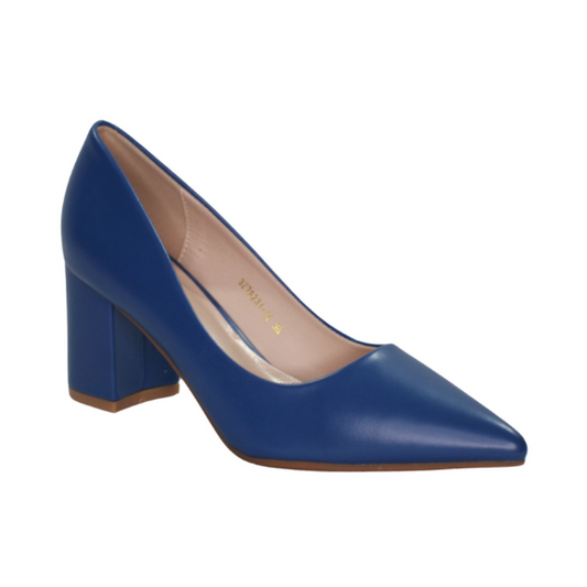 Tacon Grueso Zapato Para Dama Inglese Valeria Azul 3Z79231-1