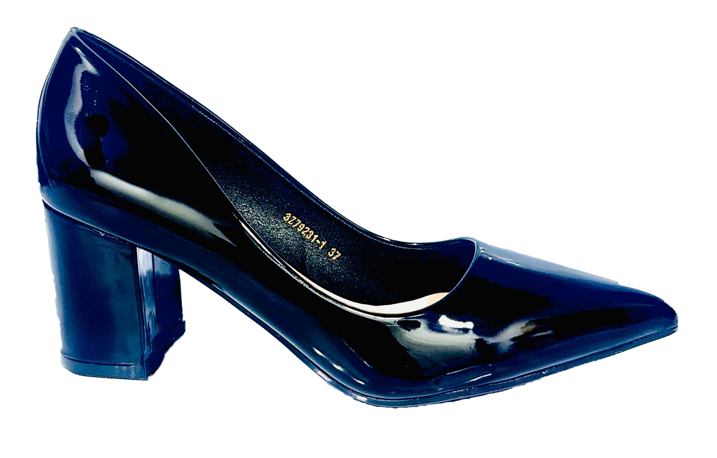 Tacon Grueso Zapato Para Dama Inglese Valeria Negro Patente 3Z79231-1