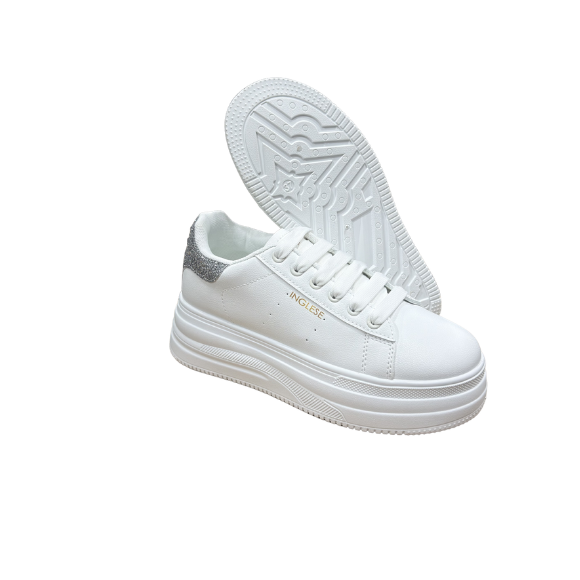 Zapatos Deportivos Casuales Dama Inglese Ondina blanco plata