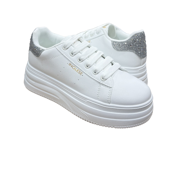 Zapatos Deportivos Casuales Dama Inglese Ondina blanco plata
