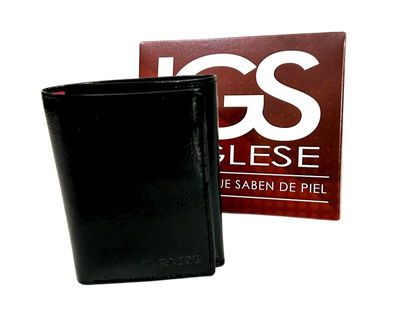 Billetera Cartera Para Caballero 100% Cuero Inglese Negra VT BI01