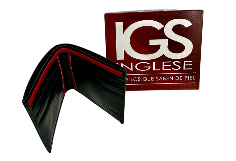 Billetera Cartera Para Caballero 100% Cuero Inglese Negra VT BI02