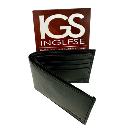 Billetera Cartera Para Caballero 100% Cuero Inglese Negra BI02