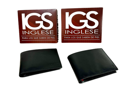 Billetera Cartera Para Caballero 100% Cuero Inglese Negra BI02