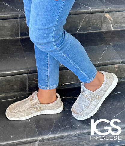 Zapatos Mocasín Deportivos Caballero Inglese Caiman Beige CA552