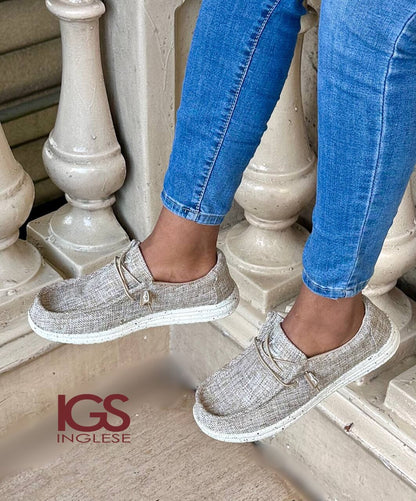 Zapatos Mocasín Deportivos Caballero Inglese Caiman Beige CA552