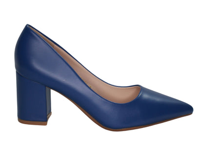 Tacon Grueso Zapato Para Dama Inglese Valeria Azul 3Z79231-1