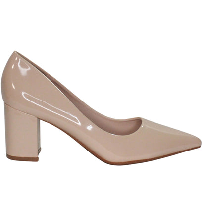 Tacon Grueso Zapato Para Dama Inglese Valeria Nude Patente 3Z79231-1