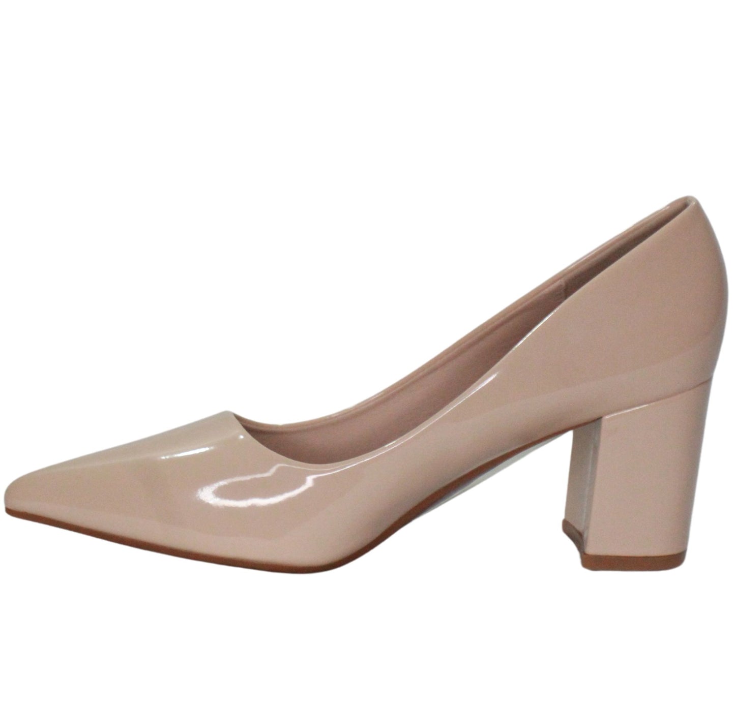 Tacon Grueso Zapato Para Dama Inglese Valeria Nude Patente 3Z79231-1