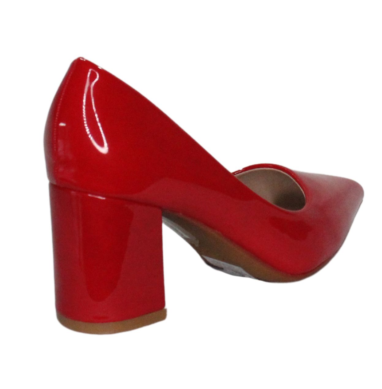 Tacon Grueso Zapato Para Dama Inglese Valeria Rojo Patente 3Z79231-1