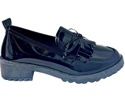 Zapato Casual Mocasín Dama Inglese Varese Negro Patente FC01