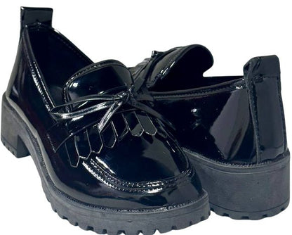 Zapato Casual Mocasín Dama Inglese Varese Negro Patente FC01